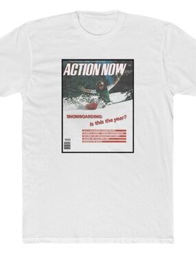 Action Now Tom Sims Snowboarding T-shirt   Dec. 1981 cover  ( Snowboard tee )